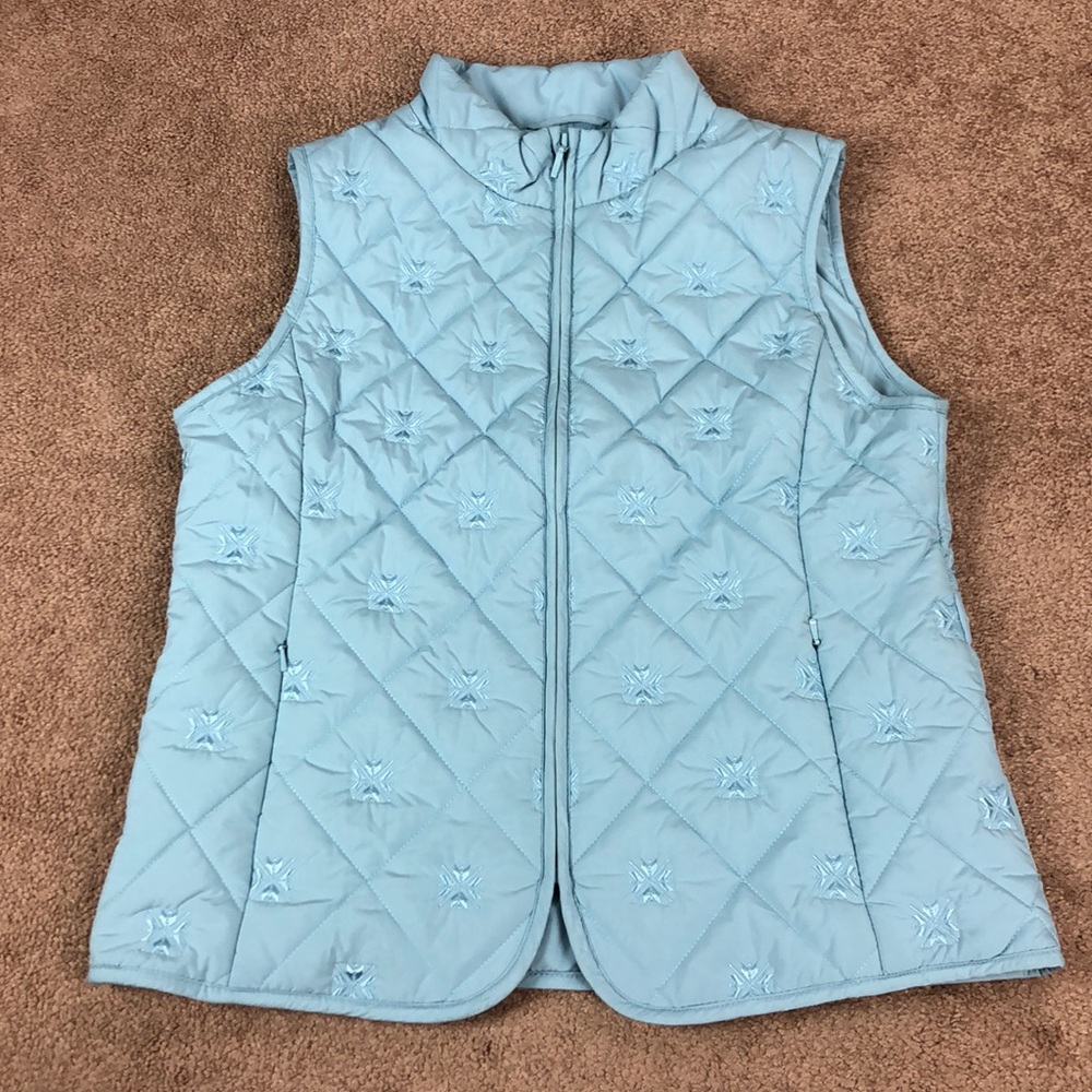 Pendleton Teal Snowflake Quilted Vest Size Small